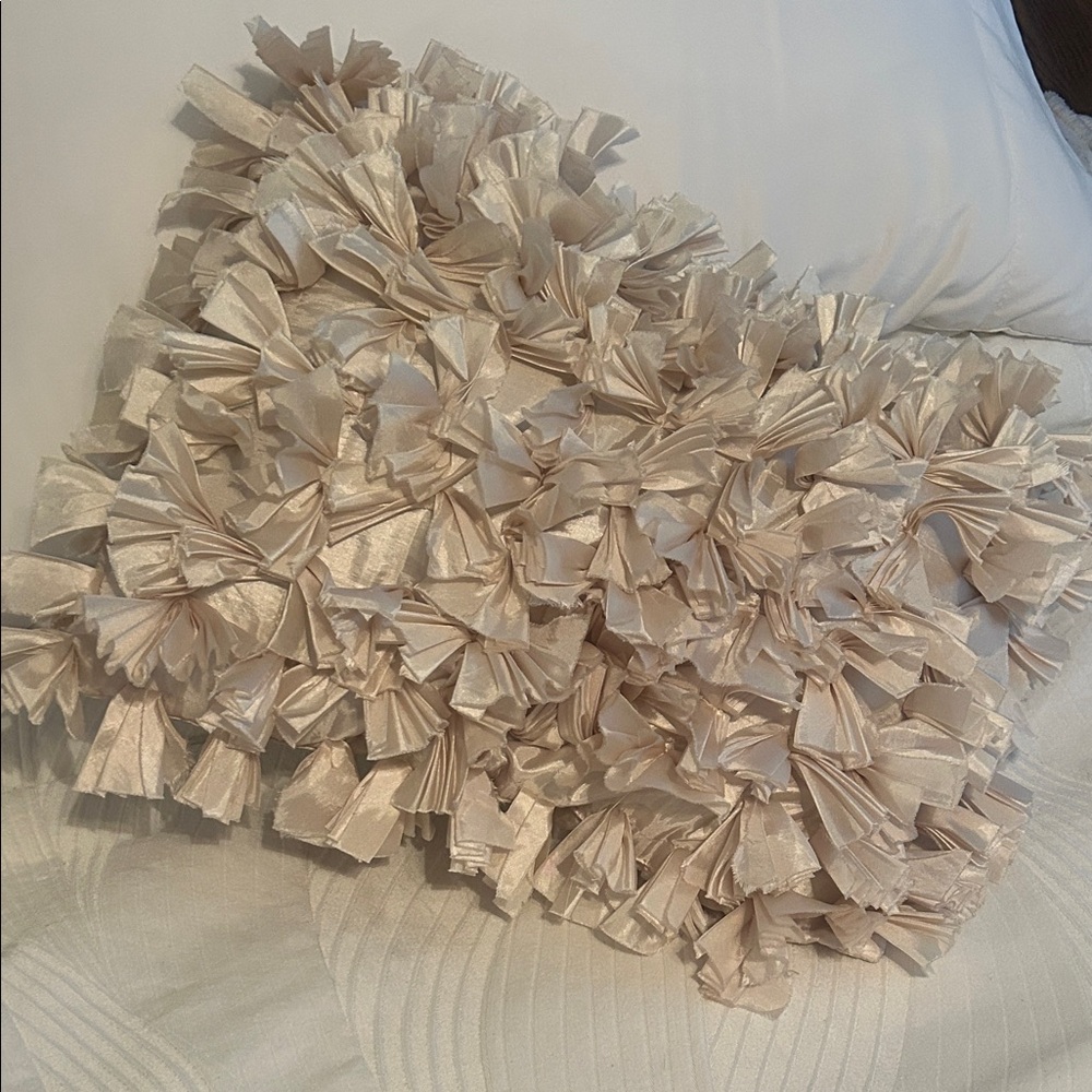 Cream Ruffled Decorative Pillow